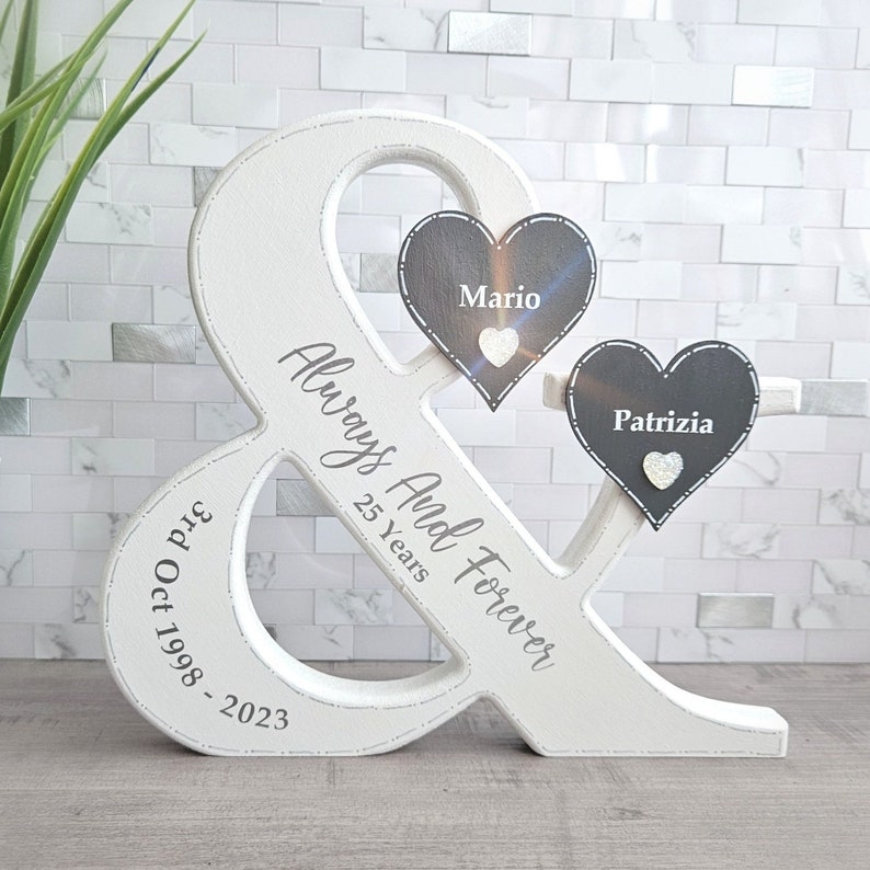 25th Anniversary Gift For Parents, Silver Anniversary Gift For Couple Sign, Established Sign For Anniversary Keepsake, Romantic Anniversary image 8