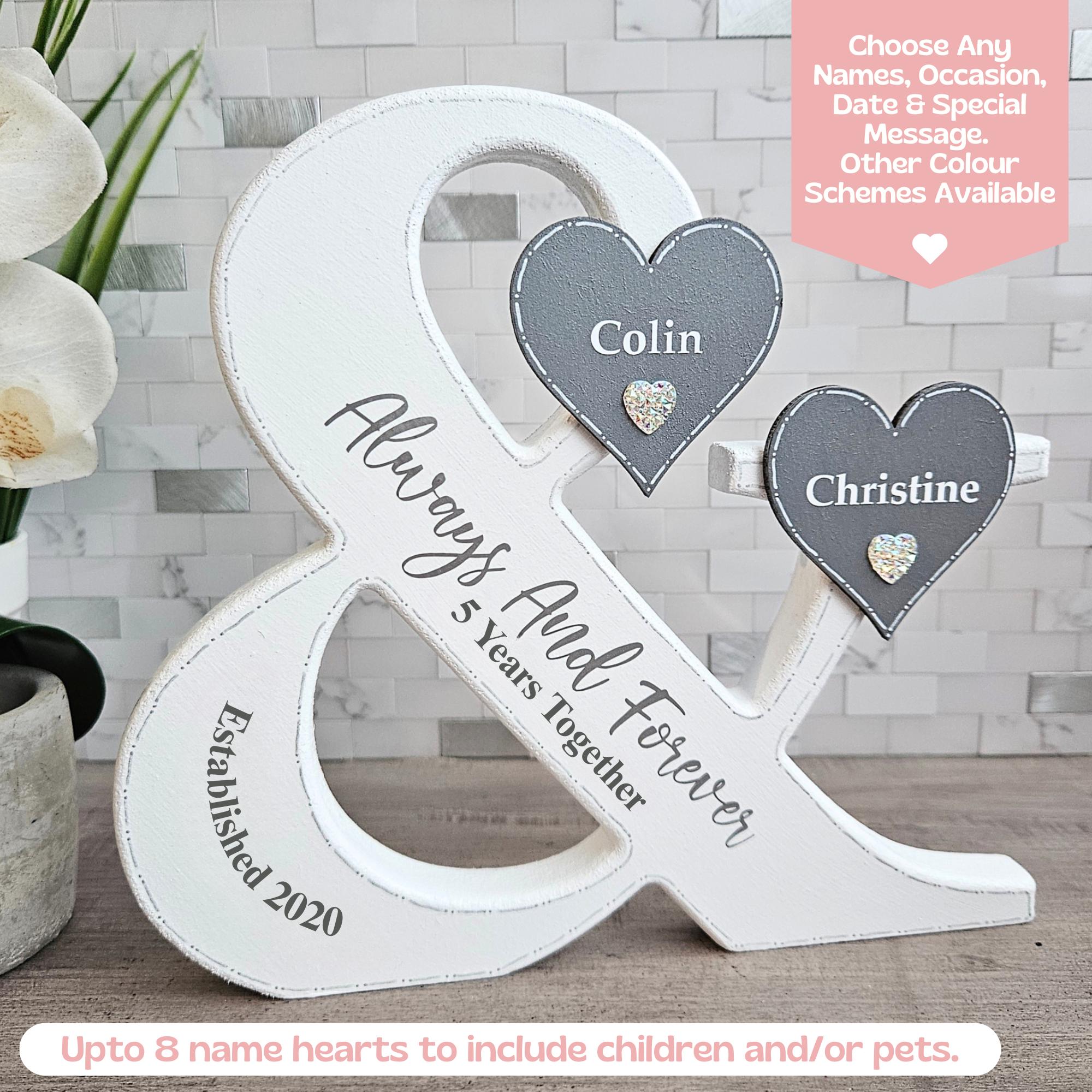 Happy Anniversary Date Sign, 5th Wedding Anniversary Gift For Her 5 Years Anniversary Gift For Wife, Wood Anniversary Present For Couple