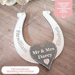 Lucky Horseshoe For Wedding, Horse Shoe Decor, Good Luck Wedding Gift For Bride And Groom Presents, Mr And Mrs Wedding Present For Daughter