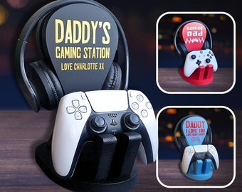 Universal Controller Stand Headphone Stand, Gaming Dock, Gaming Fathers Day Gift For Dad From Son, Gamer Birthday Gift For Daddy From