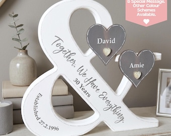 Anniversary Date Sign, 30th Anniversary Gift For Couple Personalized Anniversary Plaque, 30th Wedding Anniversary Gift For Wife, Pearl