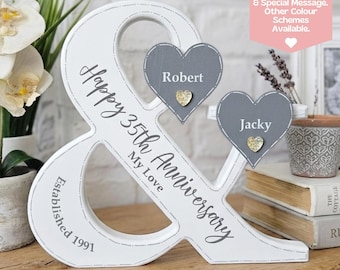 Letrero de aniversario de bodas, Ampersand, Decoraciones de aniversario, Regalo de 35 aniversario para esposa, Regalo de 35 aniversario de bodas para esposo,