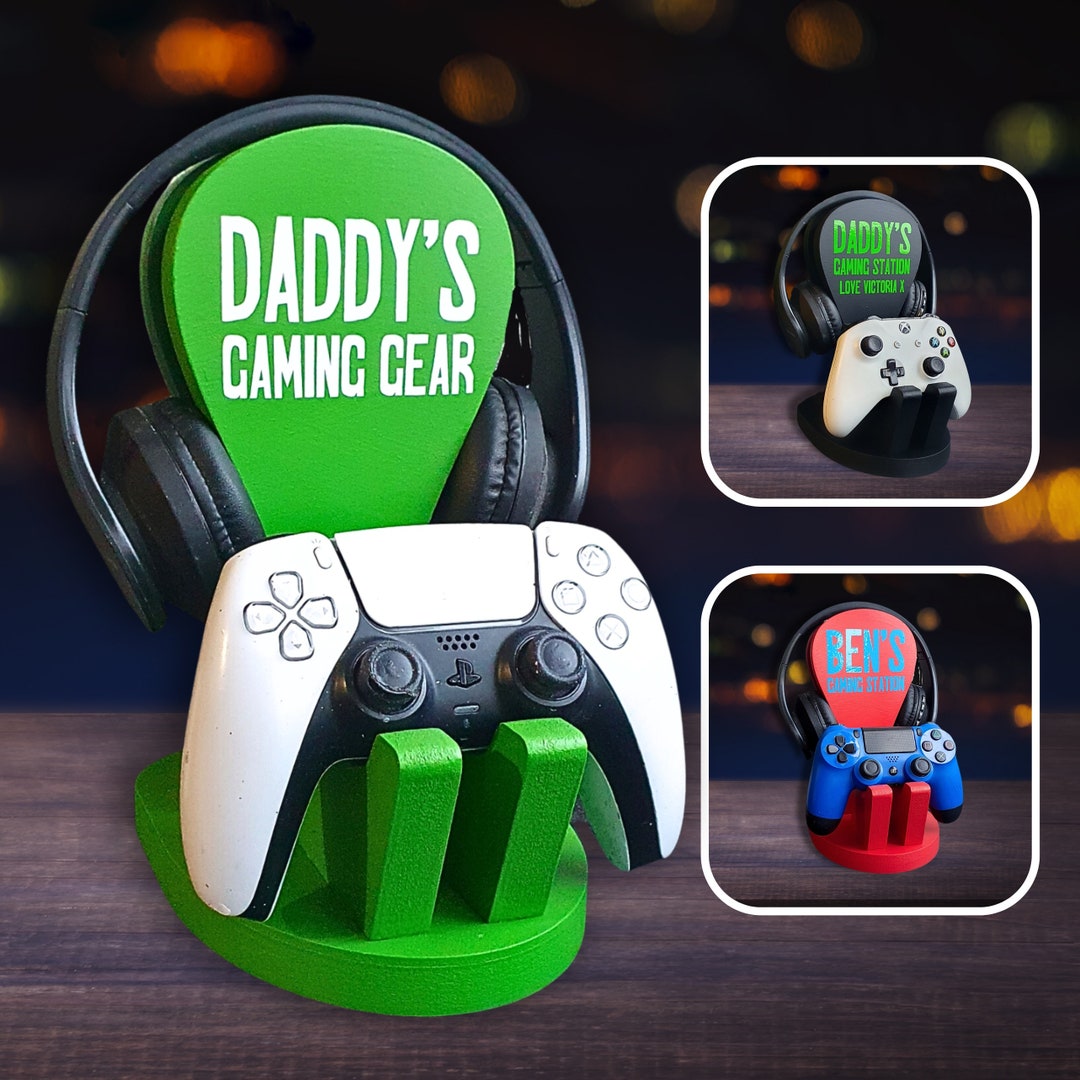 Gaming Station, Controller Headphone Stand for Him, Gamer Dad Gift From