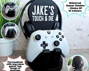 Personalized Gaming Controller Stand, Headset Holder, Gamer Gift