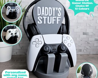 Personalized Gamer Headset & Controller Stand: Gaming Room Decor