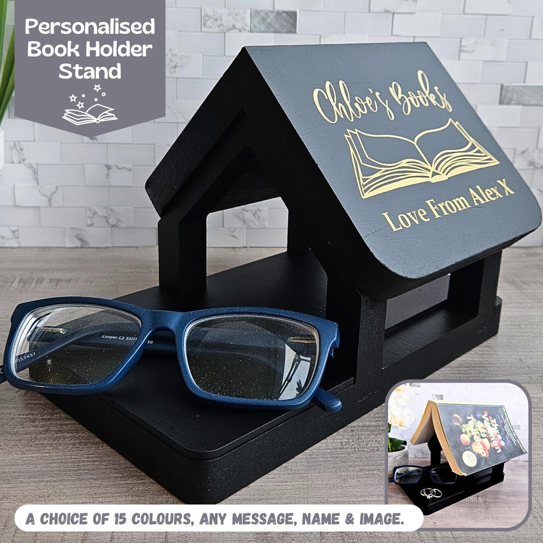 Personalized Book Stand Display, Night Stand Book Holder, Triangle Book ...