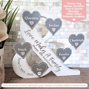 Love Makes A Family Sign With Names, Family Established Sign, 10th Anniversary Sign 10th Wedding Anniversary Gift For Wife 10 Years Together