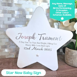 Letrero con nombre de estrella, decoración de guardería con estrella y letra, placa con nombre para bebé, regalo personalizado para recién nacido, letrero con nombre para habitación de bebé niño, recién nacido