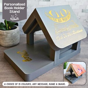 Custom Book Rest Wood Book Page Holder, Personalized Book Holder Night Stand Organizer, Girlfriend Birthday Gift For Book Lover Gift For