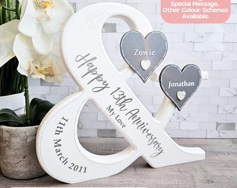 Established Plaque, Name And Date Sign, 13th Anniversary Gift For Her, 13th Wedding Anniversary Gift For Wife, Romantic Gifts For Husband