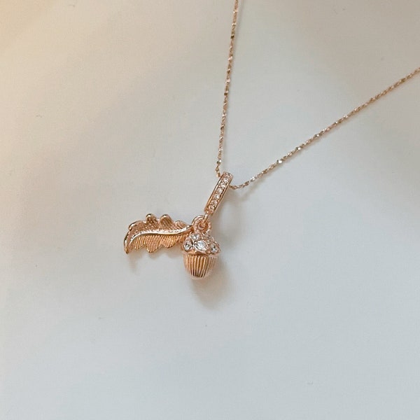 Cruel Prince Inspired Rose Gold Acorn Necklace