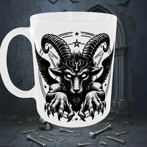 Gothic Baphomet Coffee Mug 11oz – Wiccan Witchcraft Ceramic Cup with Occult Satanic Gothic Design | Witchy Home Décor | Unique Gift