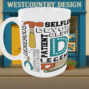 Birthday Dad / Fathers Day Ceramic Coffee Mug, Heartfelt Gift for Him. Ceramic Novelty Mug. What Defines a Dad.