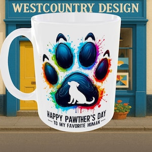 愛犬パパの誕生日/父の日のセラミックコーヒーマグ。彼へのプレゼントに。セラミックノベルティマグ。「大好きな人へ、ハッピーパパデー」