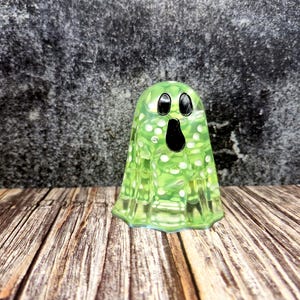 Adopt a Ghost - The Green Gamer a Handmade Ornamental Collectible Ghost Figurine with Dice - Quirky Spooky Decor - spawned in West Cornwall