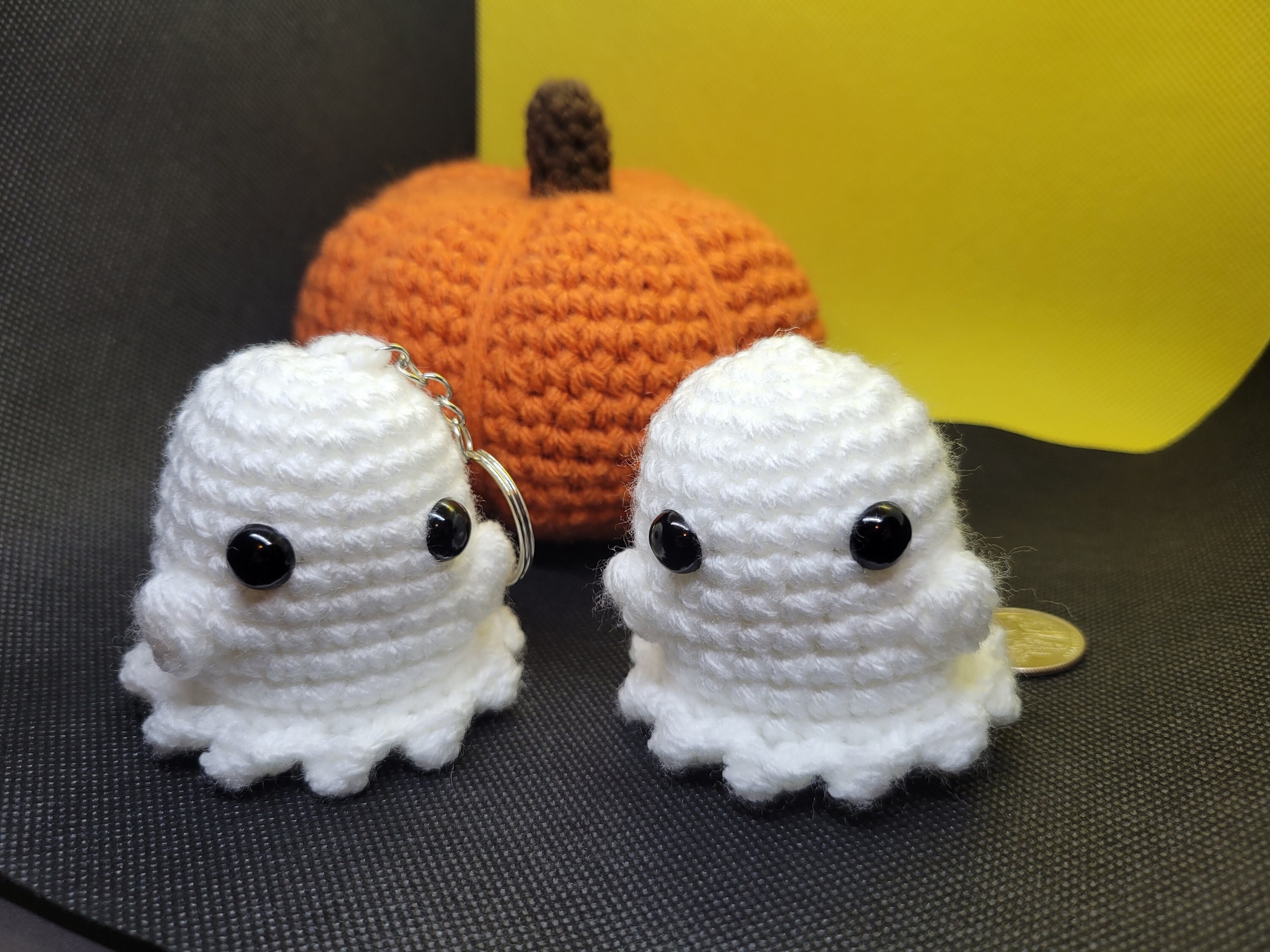 Ghost Toy, Small Handmade Crochet Ghost, perfect for keychain or hanging rearview mirror charm