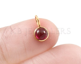 14k Gold Garnet Charm Pendant: Handmade Minimalist Pendant