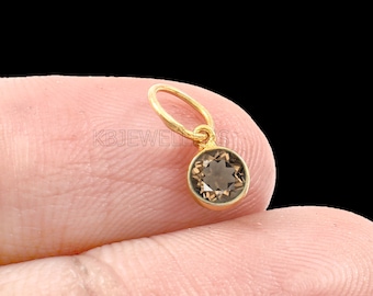 14k Gold Smoky Quartz Charm Pendant: Dainty Handmade Jewelry