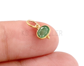 Natural Emerald 14k Gold Pendant: Handmade Dainty Charm Pendant
