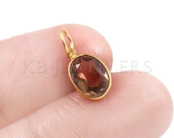 14k Gold Smoky Quartz Charm Pendant: Handmade Faceted Gemstone