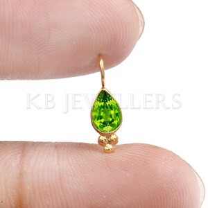 Tiny 14k Gold Peridot Charm Pendant: Handmade Fine Jewelry