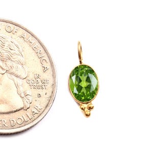 Tiny 14k Gold Peridot Charm Pendant: Handmade Natural Gemstone Pendant