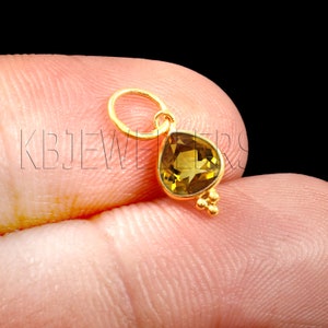 Solid 18k Gold Charm Pendant, Natural Citrine Gold Charm, Handmade Charm, Dainty Charm Pendant, Gold Charm, Tiny Charm Minimalist Charm