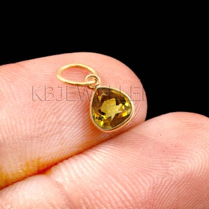 Natural Citrine Gold Charm Pendant, Solid 18k Gold Charm Pendant, Handmade Charm, Tiny Gold Charm, Dainty Charm, Minimalist Charm Pendnat