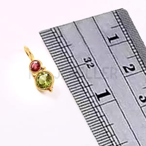 Tiny 14k Gold Pendant: Natural Pink Tourmaline & Peridot Charm