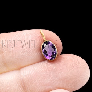14k Gold Amethyst Charm Pendant: Handmade Dainty Boho Gemstone