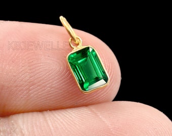 Handmade 14k Gold Emerald Charm: Dainty Minimalist Pendant