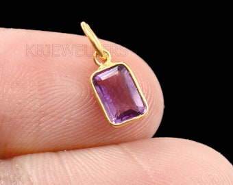 14k Gold Amethyst Charm Pendant: Handmade Dainty Gemstone