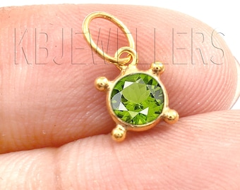 14k Gold Peridot Charm: Handmade Dainty Pendant