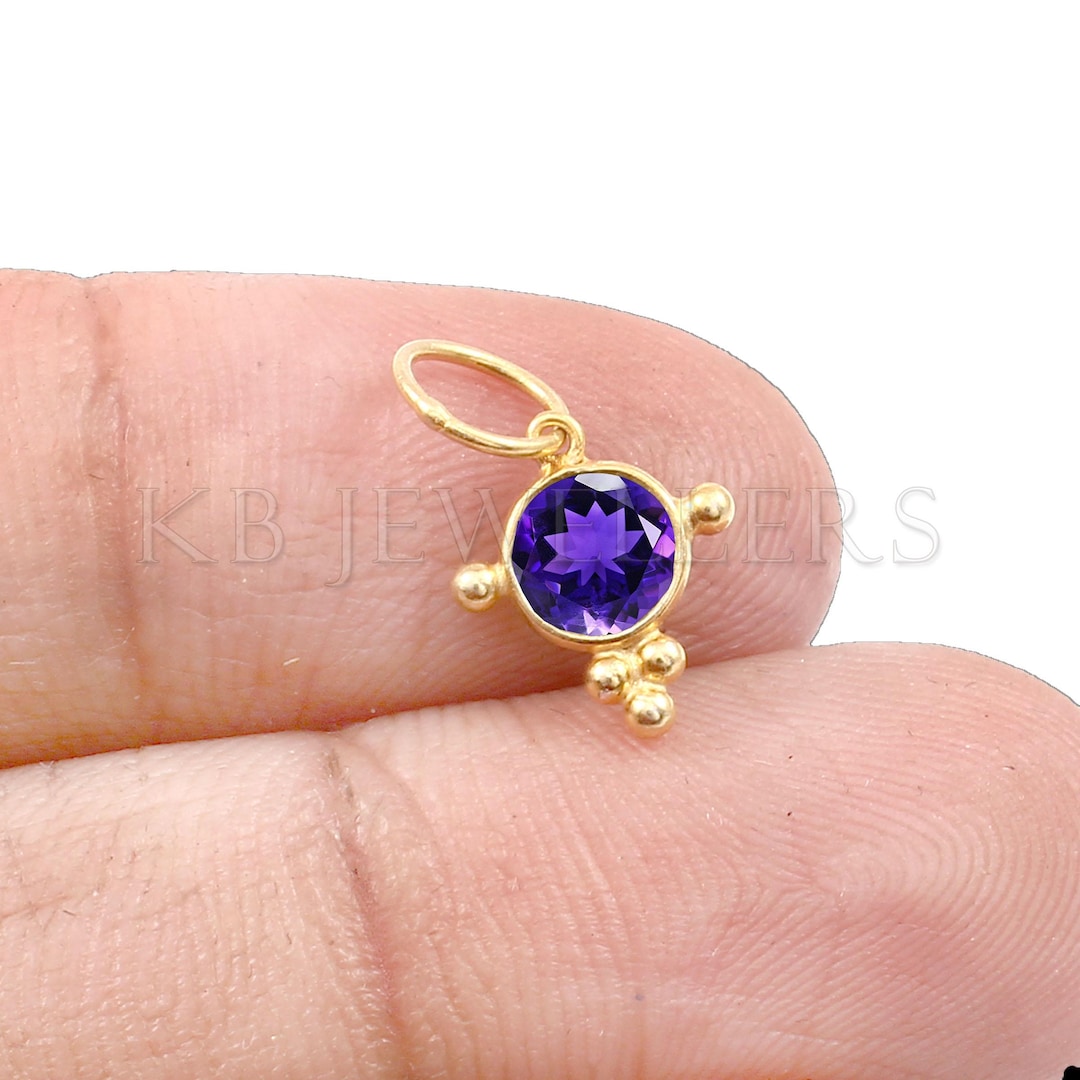 14Kゴールド アメジスト ペンダント型チャーム 小さな14金アメジストペンダント：手作りのゴールドチャーム - Etsy 日本