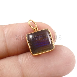 Tiny Labradorite Pendant: 14k Gold Handmade Charm Pendant
