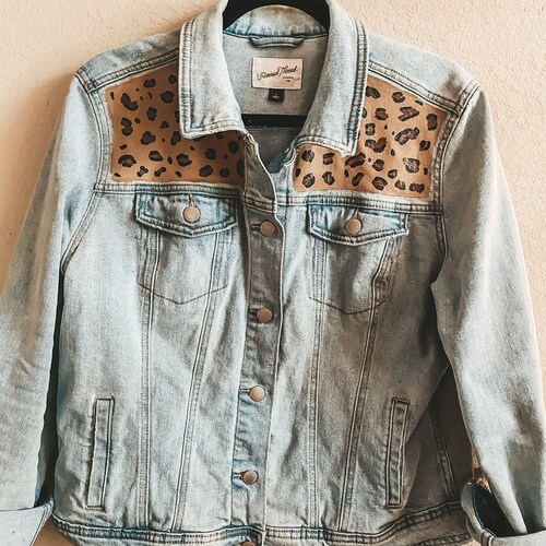 Leopard Print Painted Denim Jacket 