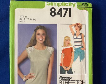 Simplicity Sewing Pattern 8471 Misses' Pullover Tops Size 10-14 FF UNCUT