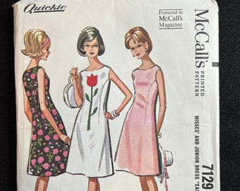 McCall's Sewing Pattern 7129 Junior Dress Size 13-14 FF UNCUT