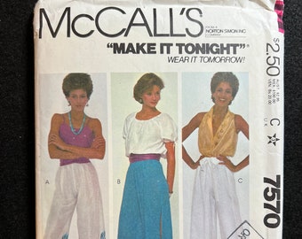 McCall's Sewing Pattern 7570 Misses' Pants Size Petite 6-8 FF UNCUT