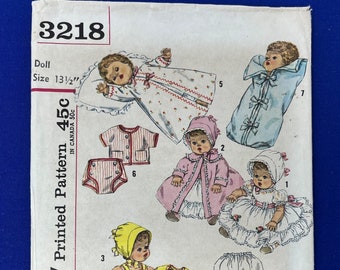 Simplicity 3218 20\u201d Doll Clothes Pattern ORIGINAL 1960\u2019s CutComplete