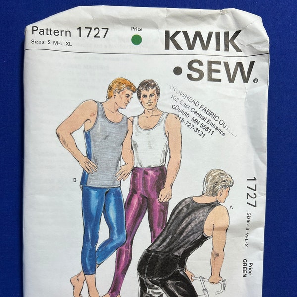 Kwik Sew Sewing Pattern 1727Men's Tank Top Tights & Bicycle Shorts Size S-XL UNCUT Sealed