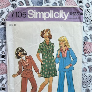 Simplicity Sewing Pattern 7105 Girls&#39; Dress Top & Pants Size 10 Cut Complete