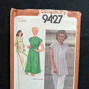 Simplicity Pattern 9427 Maternity Pullover Dress or Top Size 12