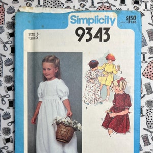 Simplicity Sewing Pattern 9343 Child&#39;s Dress in Two Lengths Size 3 FF UNCUT