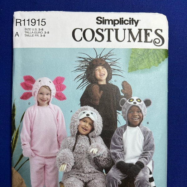 Simplicity Costumes Sewing Pattern R11915 Children's Animal Costumes Size 3-8 FF UNCUT