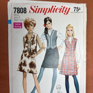 Simplicity Sewing Pattern 7808 Misses Blouse Skirt & Vest Size 8 Bust 31-1/2 Cut **Missing armhole facing
