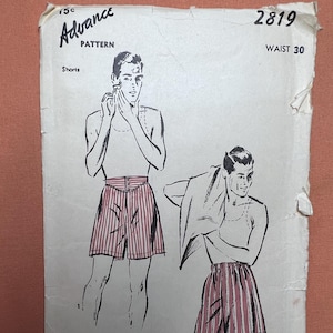 Advance Sewing Pattern 2819 Men&#39;s Boxer Shorts Waist Size 30 Cut Complete Unprinted