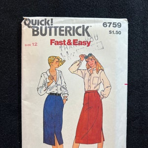Butterick Sewing Pattern 6759 Misses Skirt Size 12 FF UNCUT