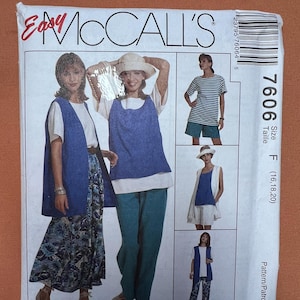 McCall&#39;s Sewing Pattern 7606 Misses Unlined Vest Top Tank Top Pull on Skirt Pants & Shorts Size 16 18 20 FF UNCUT