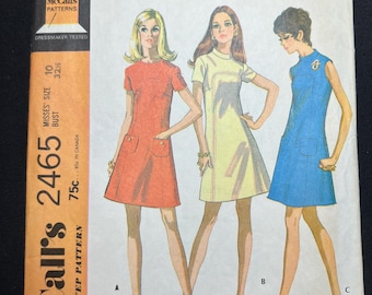 McCall's Sewing Pattern 2465 Misses' Dress in Three Versions Size 10 Uncut